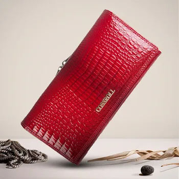 

Luxury Alligator Long Hasp Zipper Wallet Crocodile Genuine leather Wallets for Women 2020 Black Red Female Cowhide Clutch Purse