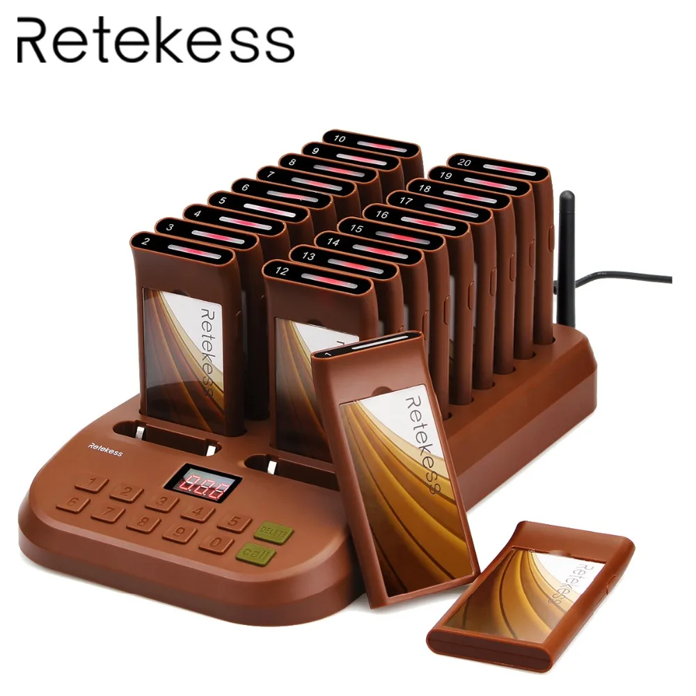 

Retekess T116 Wireless Paging System Restaurant Pager support 999 pager queue system for waiter customer service for coffee shop