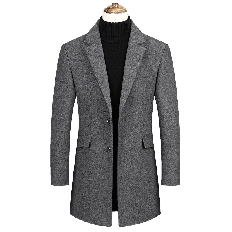 Толстый Высокое качество плащ-Тренч-пальто Для мужчин - Цвет: Серый