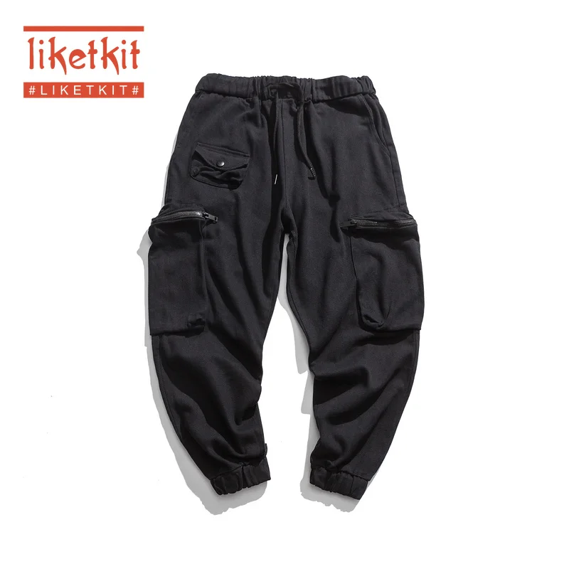 Liketkit мужские винтажные брюки карго зима 2019 однотонные Хлопковые Штаны с