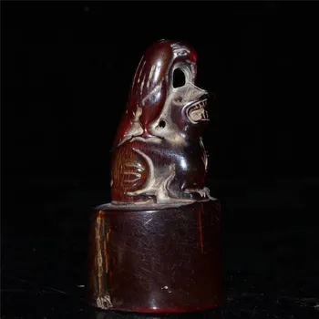

Collection Chinese Hand Carved Ox Horn Solid Seal Animal Statue Auspicious Gift Fengshui Decoration