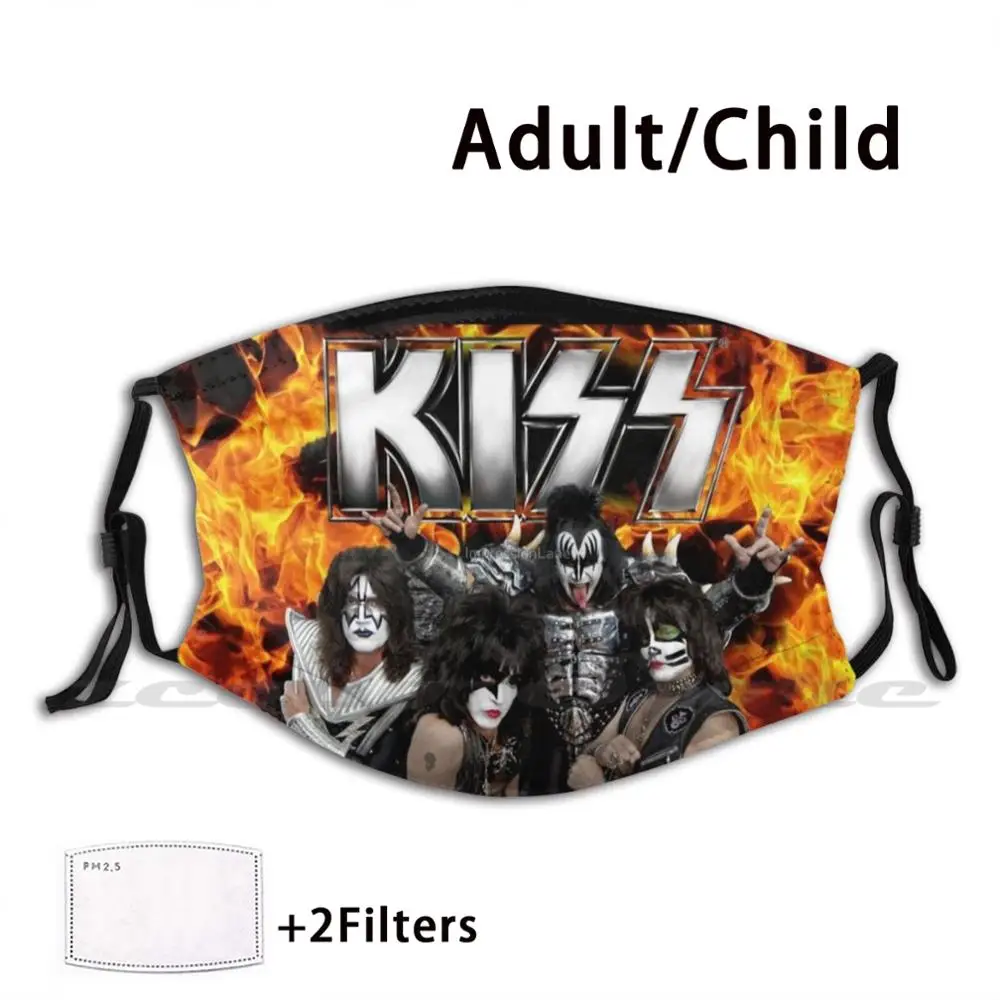 

Тканевая маска Kiss с логотипом и лентой, моющаяся модель Pm2.5, для взрослых и детей, поцелуй, художественный поцелуй, поцелуй, музыкальный поцелуй, поцелуй фаната