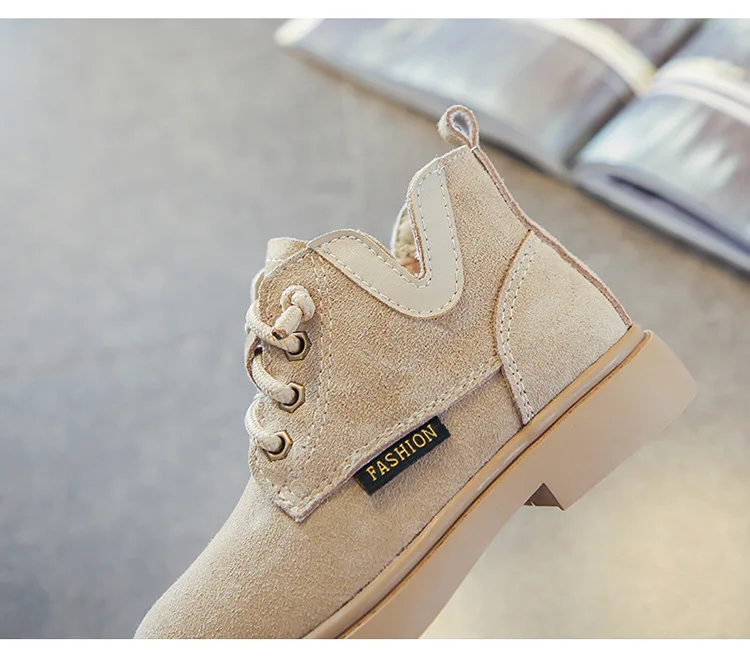 Winter Little Girls Pink Boots Suede Leather Toddler Boots Plush Children Winter Boots with Fur British Ankle Boot Shallow