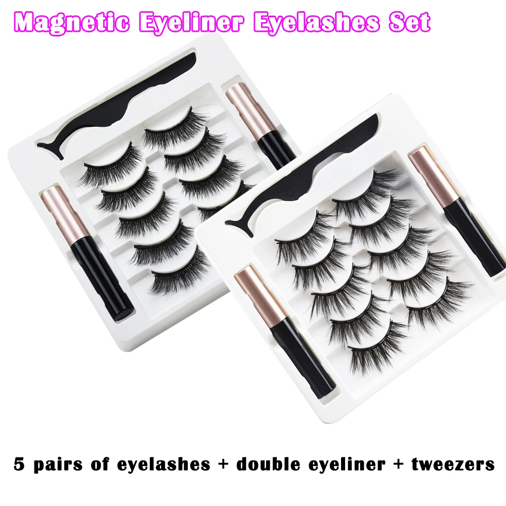 

Eye Makeup Kit 3D False Eyelashes Magnetic Eyelashes Magnet Lashes Magnetic Liquid Eyeliner&Magnetic False Eyelashes & Tweezer