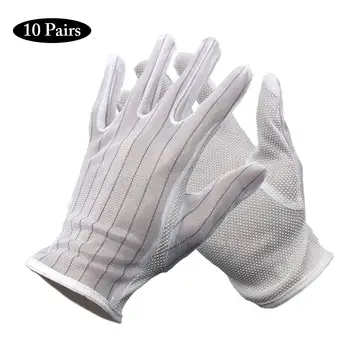 

10 Pairs White Working Gloves Lightweight Nonslip Protective Working Gloves For Outdoor Motorcycle Cycling Anti-static Gloves