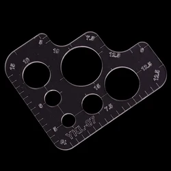 1 pçs acrílico régua arredondada r regras diy ferramenta de fornecimento tamanho completo modelo para o estilo de couro artesanal desenho padrão régua