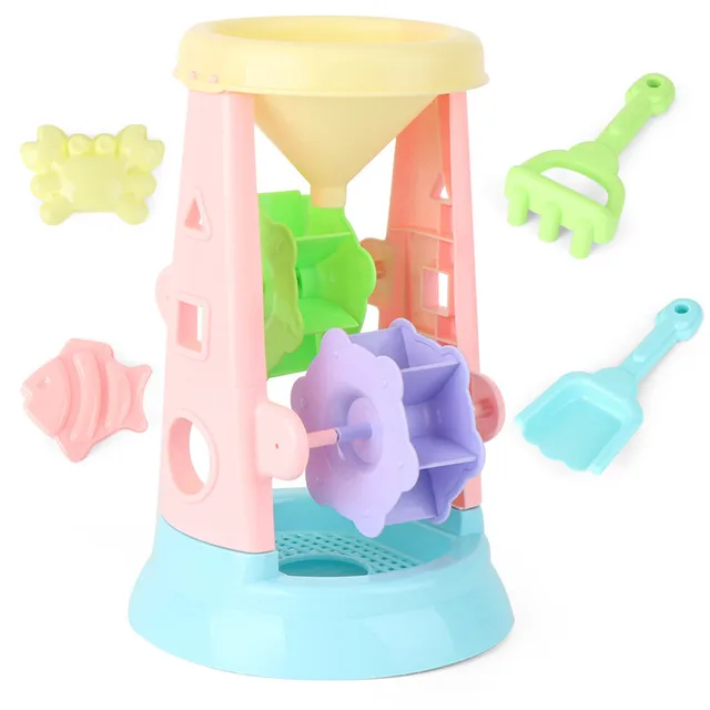 Plastic Summer Beach Sand Toys Set Cartoon Windmill Hourglass Shovel Tool Children Play Water Fun Spraying Sandbox Toy Gifts 3