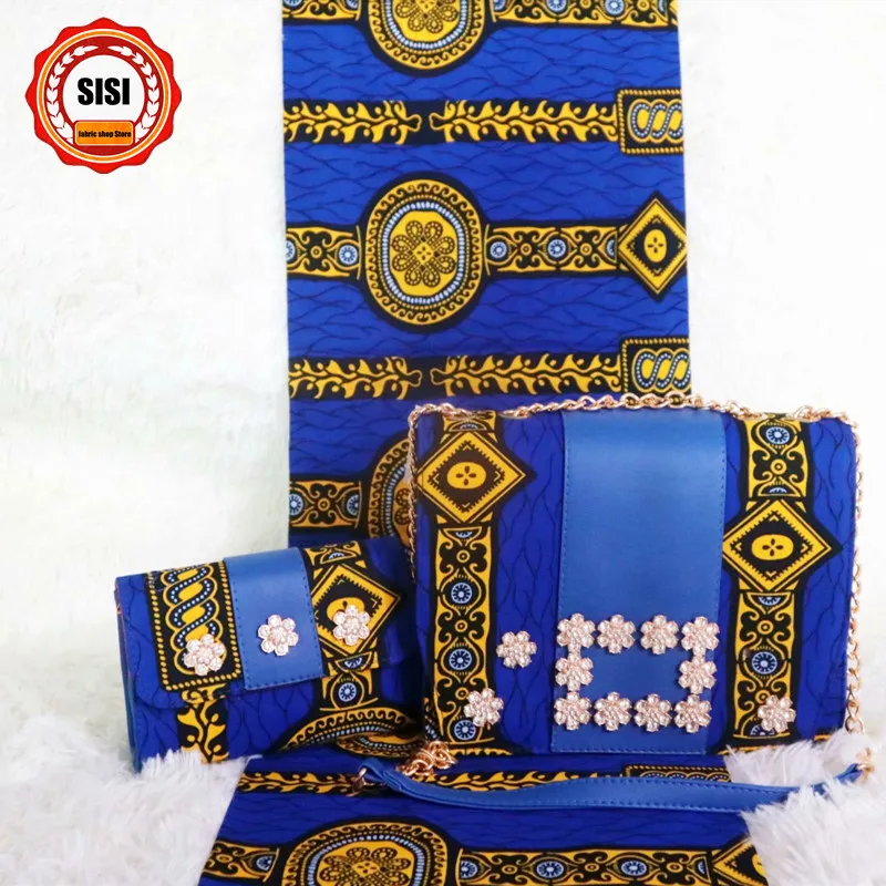 SISI африканская восковая Сумочка набор африканская печать сумка с камнями Сумочка украшенная для модных женских Вечерние