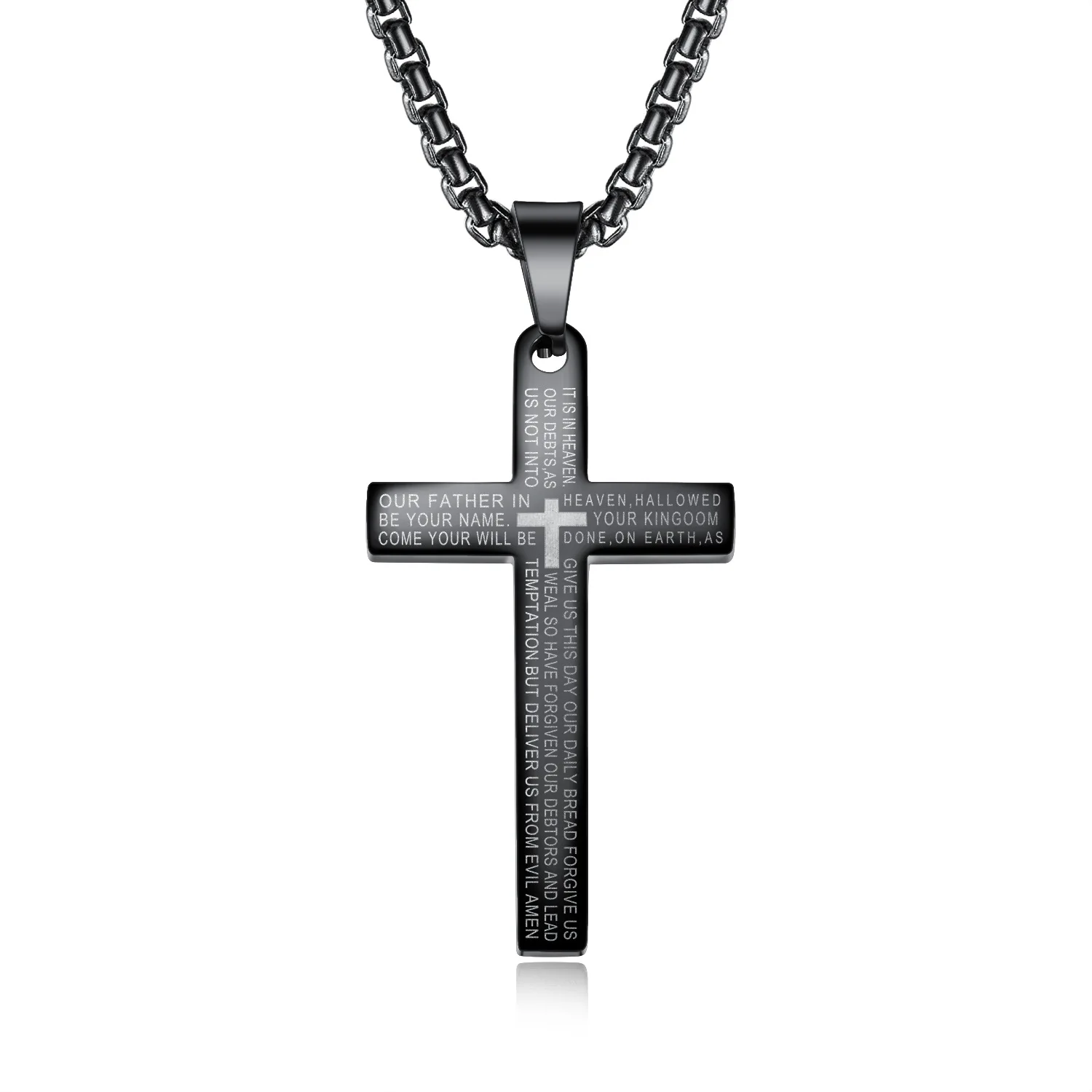 Lateefah Retro Stainless Steel Cross Classic Titanium Steel for Men's Necklace Custom Name Letter Necklace Jewlery As Gift