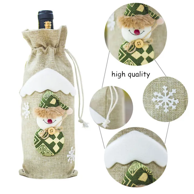 New Year 2021 Christmas Wine Bottle Dust Cover Xmas Navidad Christmas Decorations for Home Noel Deco Natal Dinner Party Decor 3