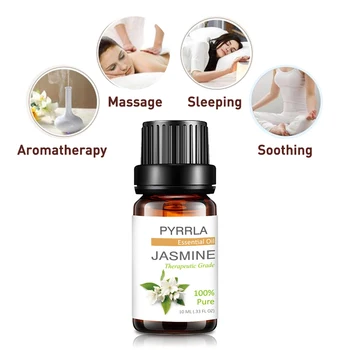 

Pyrrla 10ML Jasmine Pure Essential Oils For Massage Humidifier Aromatherapy Diffuser Help Sleep Soothing Perfume Oil Skin Care