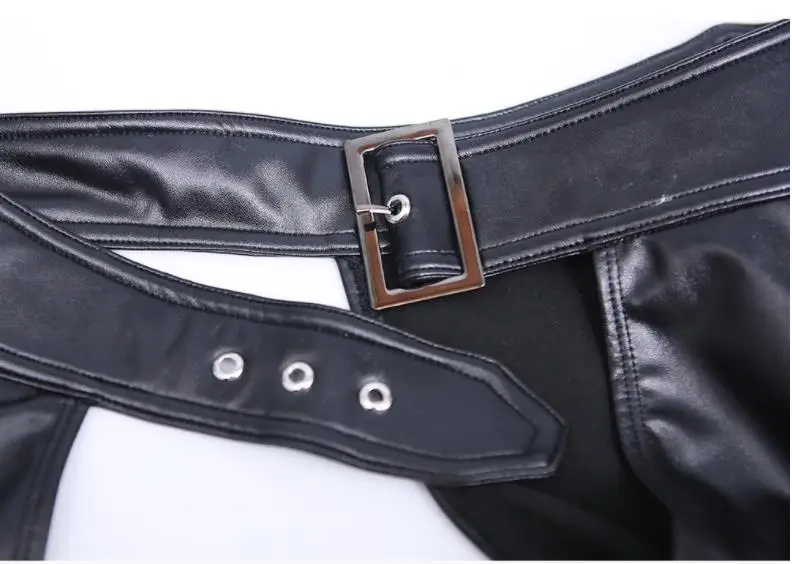 Description Picture 5 of itemMen Sexy Pants Faux Leather Skinny Trousers Leggings Open Crotch Stylish Nightclub