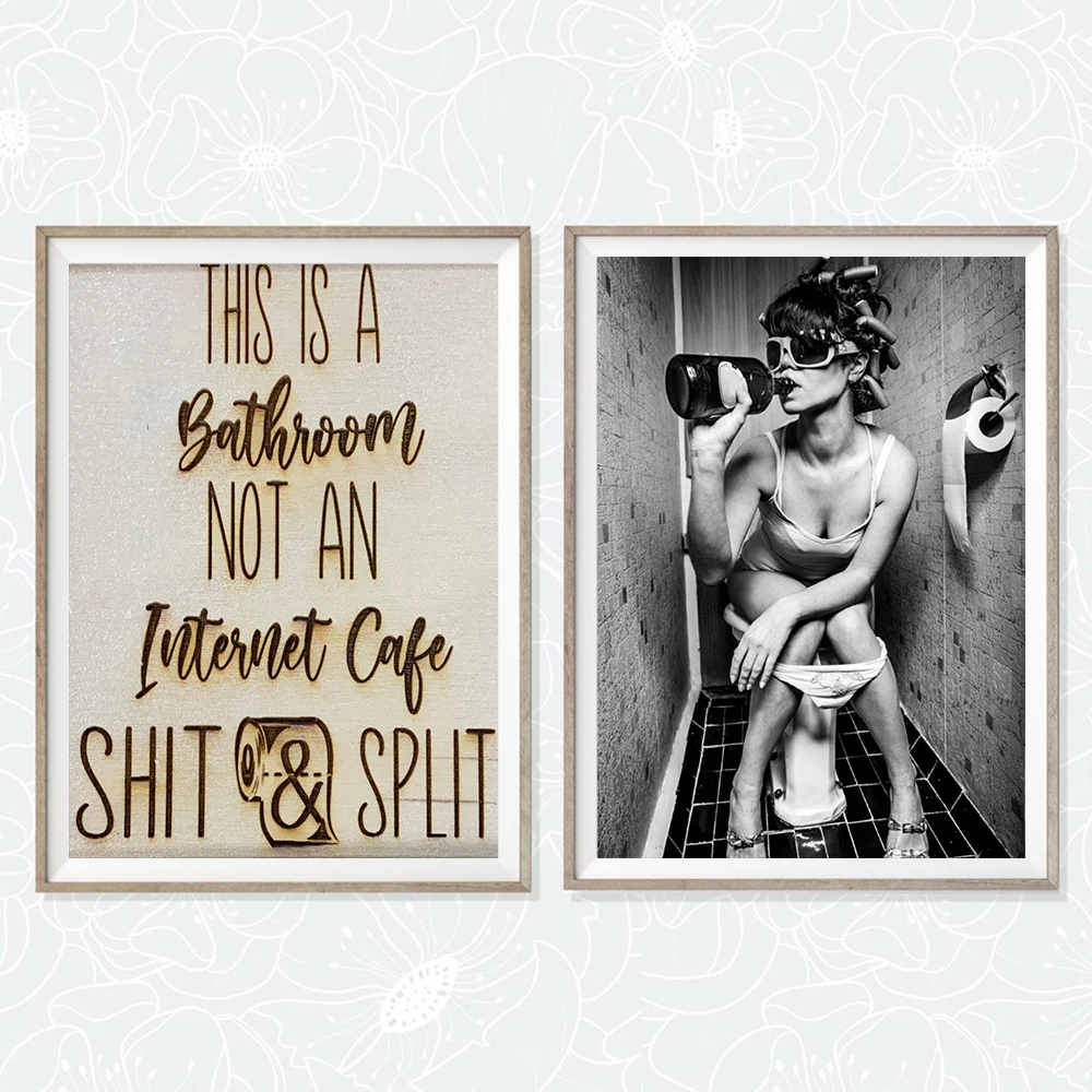

Это постер для ванной комнаты, а не для Интернет-кафе, забавная Картина на холсте для ванной комнаты, принты для курительного туалета для девочек, декор для ванной комнаты
