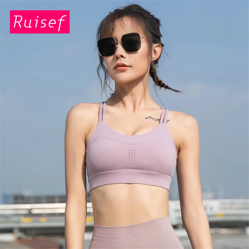 Спортивный бюстгальтер Ruisef с перекрестной спинкой, ударопрочный и анти-провисание, нижнее белье для женщин - Цвет: Лаванда