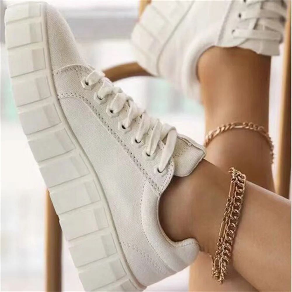 Women's Multi Color Sneakers 2025 New All Season Thick Bottom Ladies Lace Up Comfy Vulcanized Shoes Fashion Large-Sized Flats 6