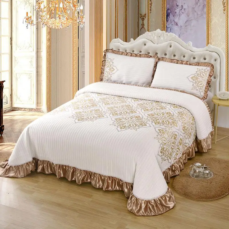 Luxury Soft Comfortable Knitted Cotton Ruffle Bedspread Coverlet Double