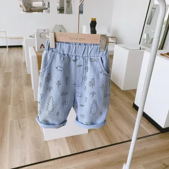 

Boys and Girls Cartoon Denim Shorts Summer 2020 Children's Wide Leg Shorts Baby Casual All-match Shorts