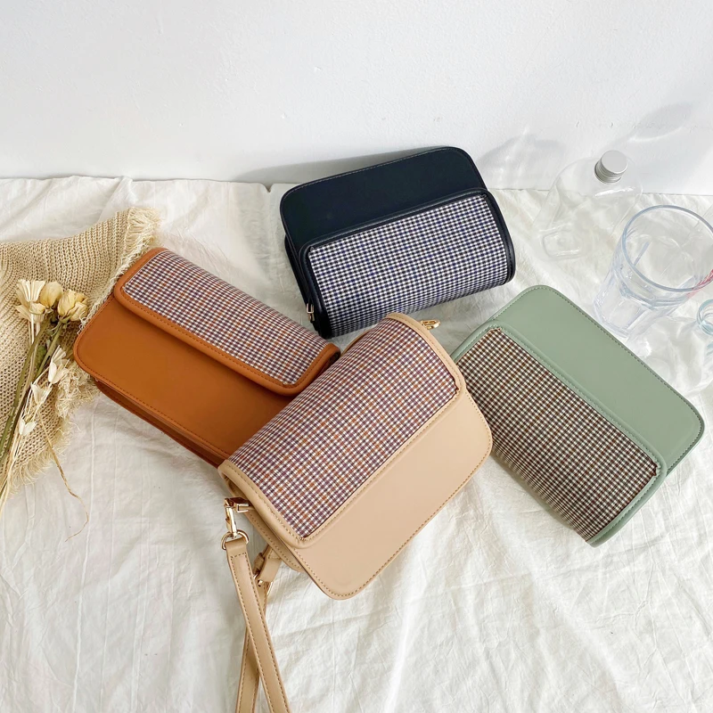 

2020 New Check Small Women Bags Designer Female Handbags Ladies Shoulder Bag PU Leather Crossbody Bag Chic Youth Plaid Flap Bags