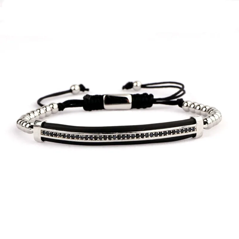 Luxury Men Bracelet Set Stainless Steel Nail Bangle CZ Pave Brass Adjustable Bracelet Bangle For Men - Image 2