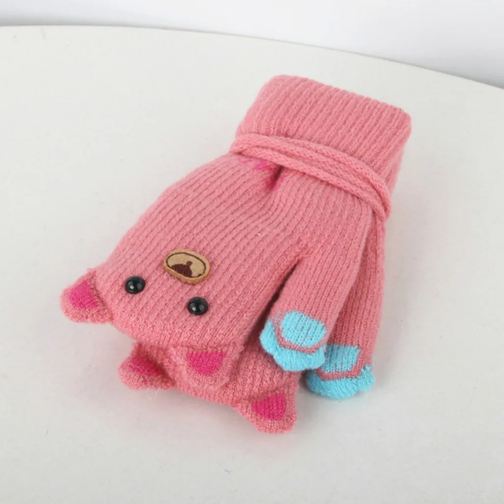 TELOTUNY зимние плюшевые бархатные теплые толстые перчатки для маленьких мальчиков и девочек вязаные толстые перчатки с ремешком на палец ZO24