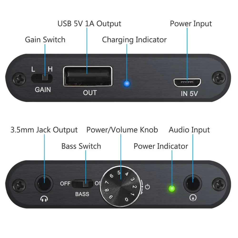 Headphone Amplifier PROZOR HiFi Built-in Power Bank 3.5mm AUX Portable 16-300&Omega; For Mobile Phone Laptop
