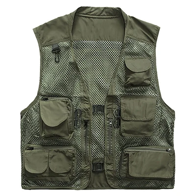 Зеленый Quick Drying Mesh Tactical Vest Camping Vest Ultralight Fishing Vest Warm Military Outdoor Men Waistcoats with Multi Pocket - Цвет: Зеленый