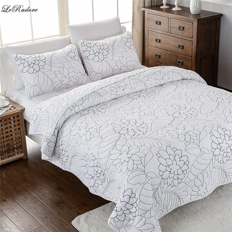 Leradore 3pcs Pure Cotton Coverlet Sets Comforter Bedspread