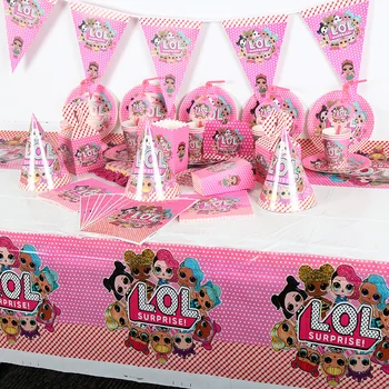 

83Pcs/Lot Surprise Dolls Theme Design Girl Birthday Party Toy Paper Cup Plate Napkin Wedding Gift Bag Banner Decoration Supply