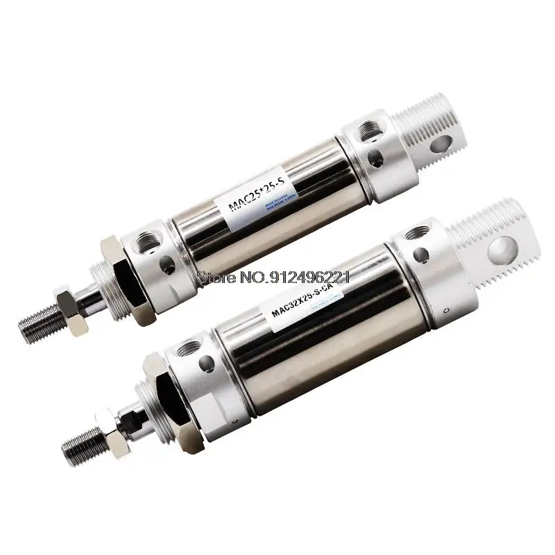 Mac 16 20 32 40 mm Furo 25 50 75 100 125 150 175 200 250 300 Milímetros-sca Curso Cilindro Pneumático Air Aço Inoxidável