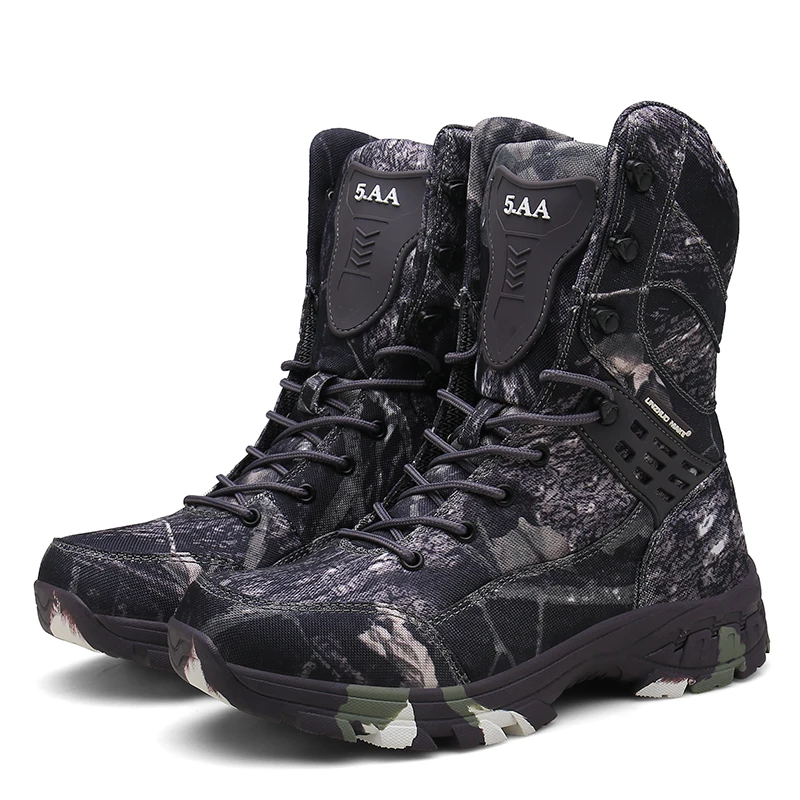 

Winter Gray Camouflage Waterproof Boots Men Army Tactical Shoes High Cut Suede Military Boots Male Zapatillas Senderismo Hombre