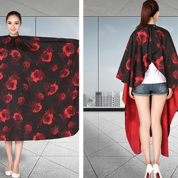 

2pcs Rose Pattern Hairdressing Cape Haircuting Apron Waterproof Hair Styling Cutting Dyeing Shawl (Red, Yellow)