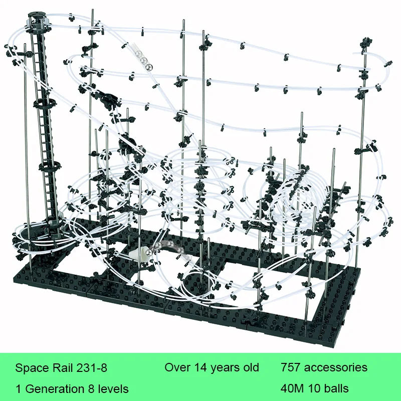 

Space Rail 8 Levels 231-8 Roller Coaster Space Ball Model Building Kits Tunnel Toy DIY Educational Toys for Children