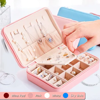 

Jewelry Ring Display Box Organizer Case Necklace Earrings Bangle Makeup Storage Box Showcase Jewelry Stand Holder with Mirror