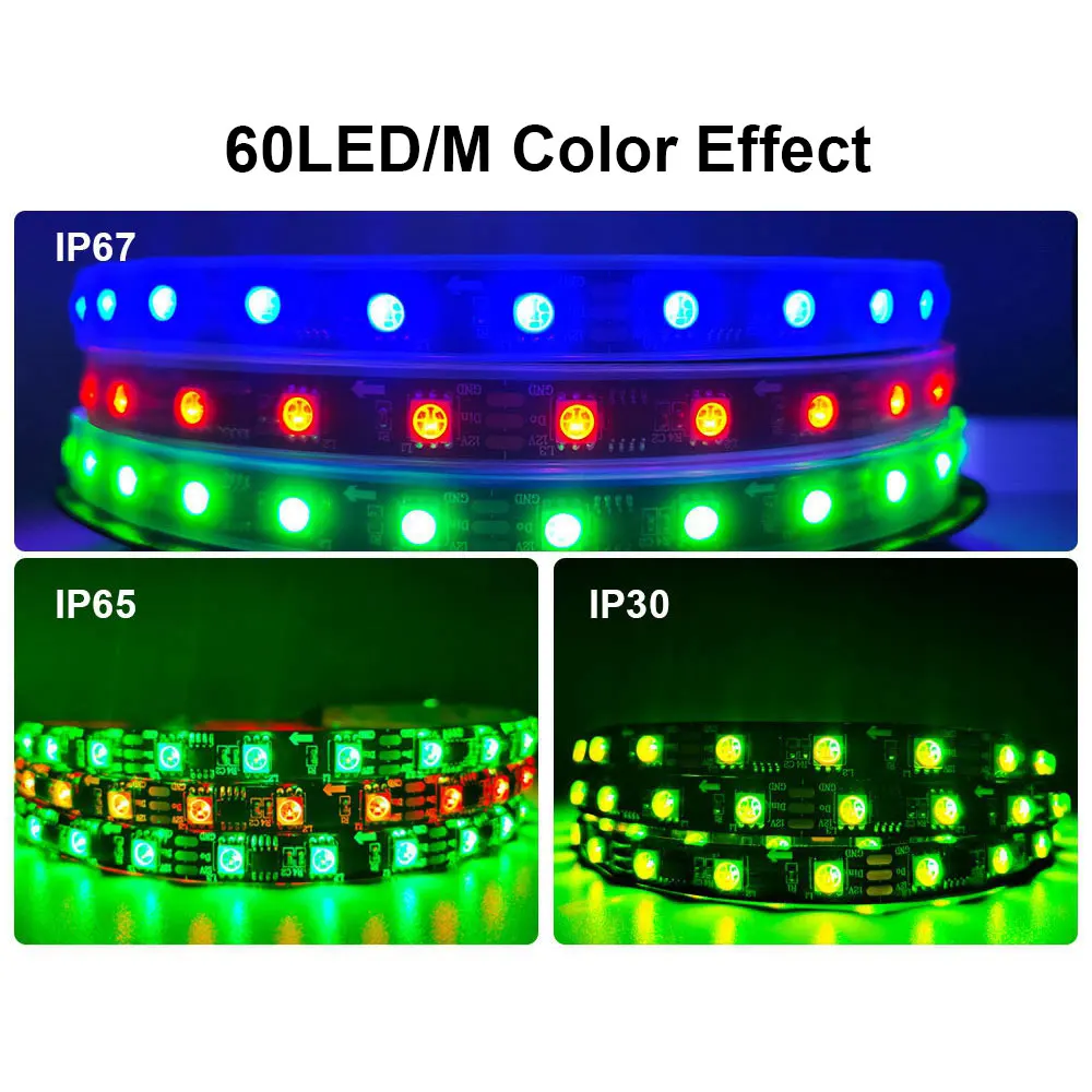 30/48/60 СВУ/m Led PixeIs WS2811 цветных (RGB) светодиодных лент 5050 SMD AddressabIe внешние 1 Ic ControI 3