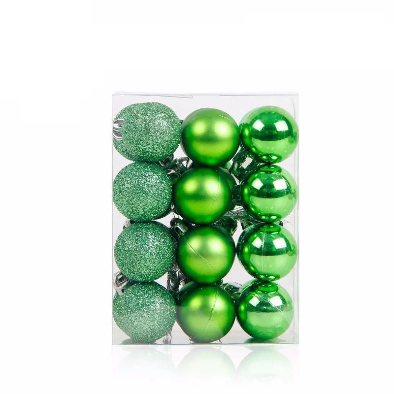 Green Behogar, 24 шт./лот, 30 мм, Рождественская елка, шар, Декор, рождественские, вечерние, подвесные, шар, украшение для дома, рождественские украшения, подарок - Цвет: Green