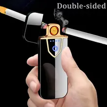 Металлические беспламенные электрические зажигалки зарядка Зажигалка сенсорный индукционный ветрозащитный Ультра-тонкий USB прикуриватель