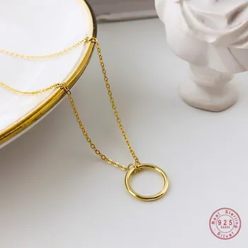 

925 Sterling Silver Simple Geometric Circle Pendant Necklace For Women Light Luxury Fashion Wedding Party Jewelry Accessories