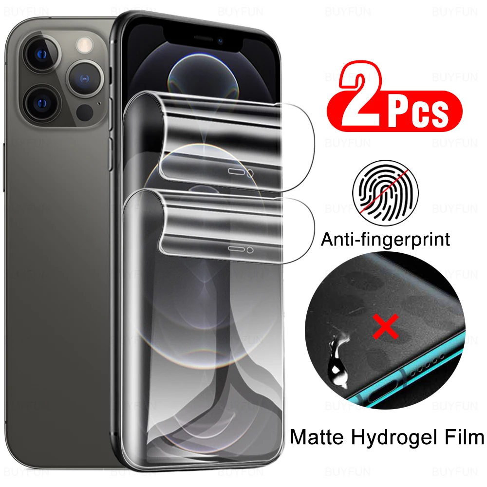 

2 Pcs Matte Anti-fingerprint Hydrogel Film For Iphone 12 13 Mini 11 Pro Max Screen Protector On 13mini 13pro No Protective Glass