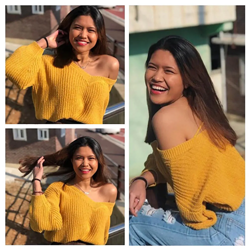 Najtaniej ZAFUL wysokiej jakości gruby ciepły sweter damski moda dzianiny miękki sweter Jumper jesień dekolt opuszczane ramiona Top damskie swetry