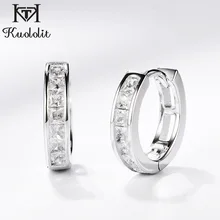 Kuolit квадратные серьги-кольца с кубическим цирконием для женщин, твердые 925 пробы серебряные круглые серьги для помолвки, хорошее ювелирное изделие