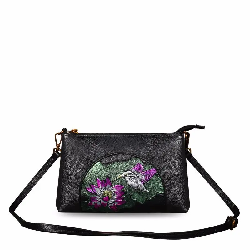 

2020 Retro WOMEN'S Leather Bags Cross-body Bag Full-grain Leather Large Capacity Zipper Handbag China Ethnic-Style
