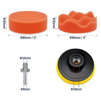 

Supplies Polishing pads Kit Sponge Wool cushion Drill adapter Waxing Buffing