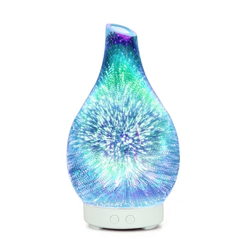 

3D Firework Glass Vase Shape Air Humidifier with LED Night Light Aroma Essential Oil Diffuser Mist Maker Ultrasonic Humidifier U