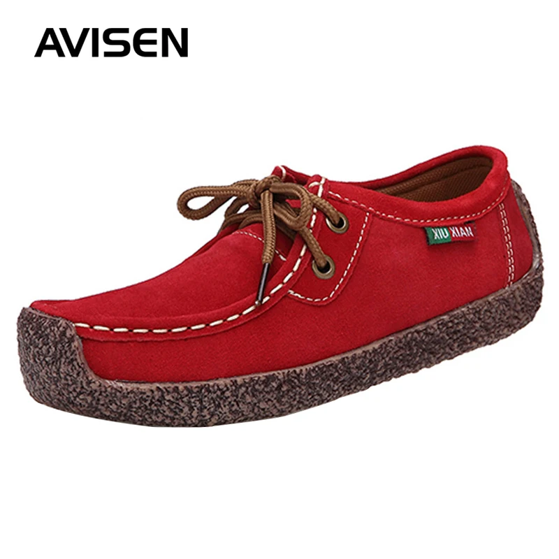 

Plus Size 43 Women Shoes Woman Loafers Shoes Autumn Flock Lace-Up Casual Flat Shoes Fashion Solid Color Comfortable Ladies Shoes