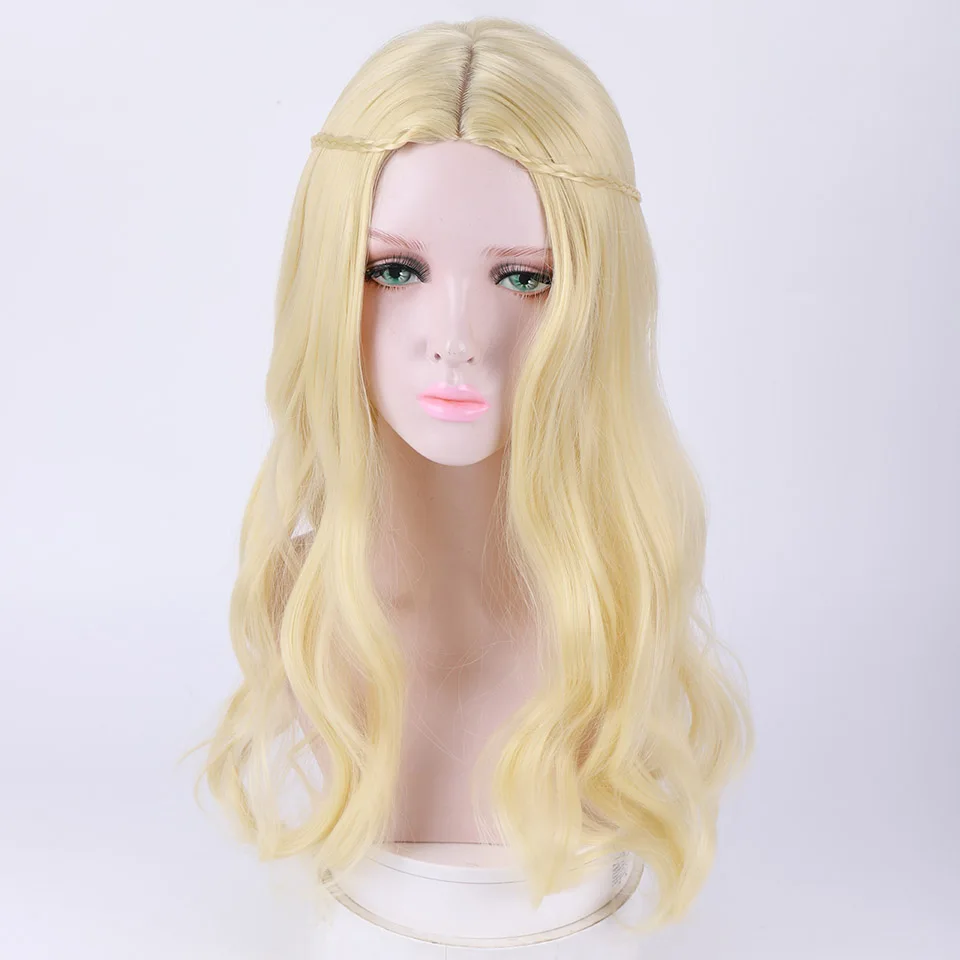 

Golden eminence double braid wig aristocratic temperament Nordic myth women Cos performance photo props Synthetic Wigs