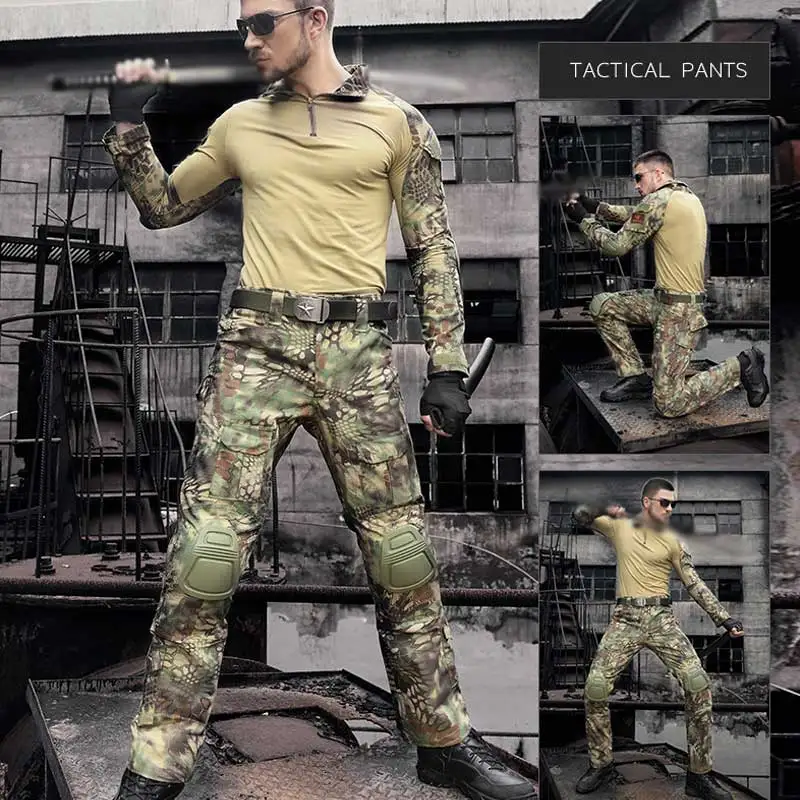 Военная боевая униформа Frogman, камуфляжная форма, смесь хлопка, Коммандо, камуфляжная одежда для мужчин, тактический снайперский костюм, топы, штаны