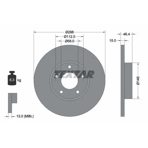 Диск тормозной передний Audi 100/A4/A6 2.0-2.5TDi 90 TEXTAR 9205