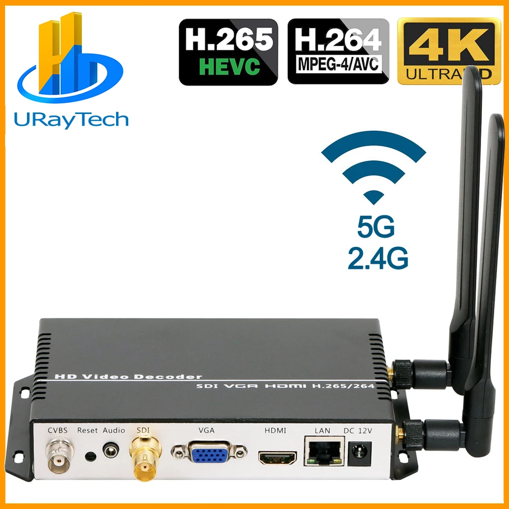WIFI 4K беспроводной H.265 H.264 IP к SDI HDMI VGA CVBS видео потоковый декодер HD IP декодер для камеры для сети потокового декодирования - Цвет: WIFI