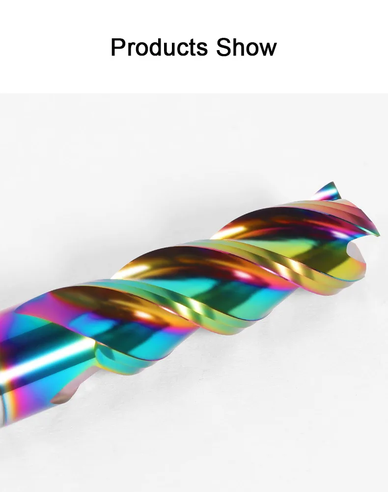 Colorful End Mill Aluminium HRC55 3F Milling Cutter Acrylic Wood Copper Plastic Cutting Tool CNC Maching Milling Tools Endmils