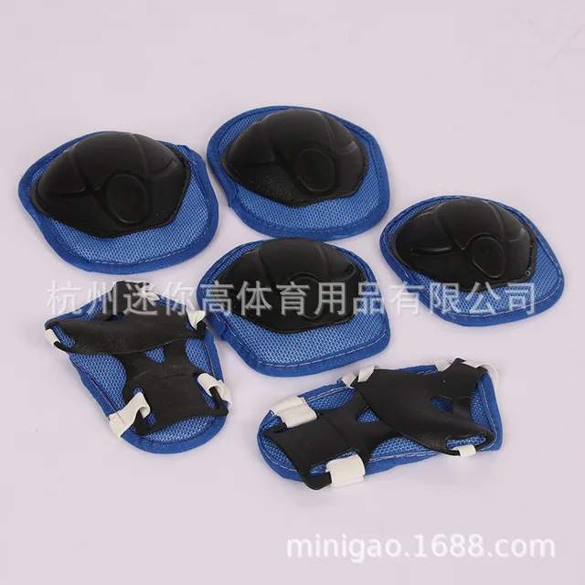 US $29.11 Children Roller Skating Protective Gear 6 Pieces Black with Extra Lining Sport Ware Scooter Skating